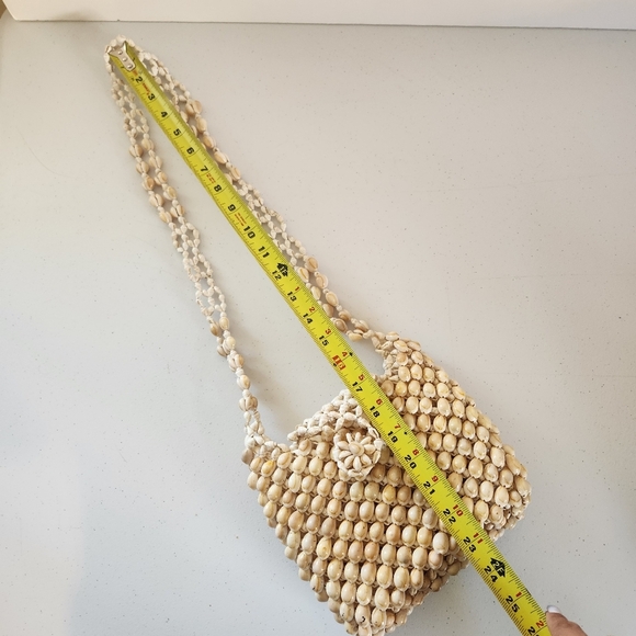 Vintage Cowrie Shell Seashell Crossbody Bag Purse Crossbody Boho 1970s 70s Beach - Picture 9 of 9